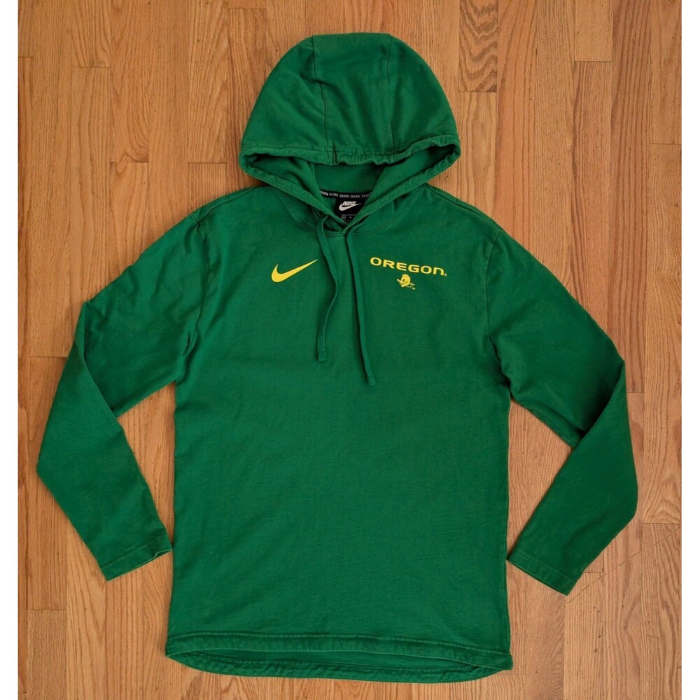 Nike Mens Oregon Ducks Hoodie Shirt Green Medium Pullover Cotton Blend Club